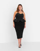 Posh Corset Peplum Midi Bodycon Dress - thumbnail