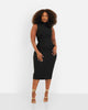 Esme Bandage High Neck Midi Bodycon Dress - Black - thumbnail