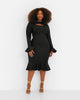 Amie Bandage Bell Sleeve Midi Bodycon Dress - Black - thumbnail