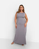 Camila Ribbed Cap Sleeve Maxi Bodycon Dress - Light Gray - thumbnail
