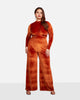 Cynthia Velvet Twisted Front Wide Leg Jumpsuit - Cinnamon - thumbnail