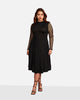 Delphine Mesh Sleeve Midi A Line Dress - thumbnail