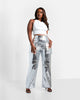 Lena Metallic Wide Leg Cargo Pants - Silver Croc - thumbnail