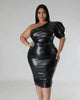 Faux Leather Semi-stretch Dress - thumbnail
