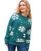 Season Greetings Hunter Green Puffy Snowflake Jacquard Sweater - thumbnail