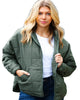 Eyes On You Olive Quilted Puffer Jacket - thumbnail