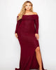 Plus Long Sleeve Off Shoulder Night Party Maxi Dress - thumbnail