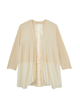 Nella Long Sleeve Cardigan with Woven Trim and Lace Back - thumbnail