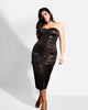 Taryn Sheer Ruched Midi Bodycon Dress - Gold Glitter - thumbnail
