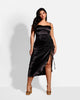 Mina Satin Adjustable Ruched Midi Bodycon Dress - thumbnail