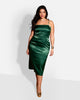 Juno Satin Open Back Midi Shift Dress - Emerald - thumbnail