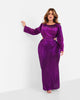 Octavia Metallic Plisse Open Back Maxi Shift Dress - Eggplant - thumbnail