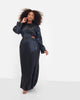 Octavia Metallic Plisse Open Back Maxi Shift Dress - Black - thumbnail