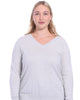 Cotton Cashmere Distressed Long Sleeve V-Neck Sweater - thumbnail