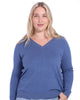 Cotton Cashmere Distressed Long Sleeve V-Neck Sweater - thumbnail