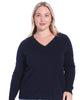 Cotton Cashmere Distressed Long Sleeve V-Neck Sweater - thumbnail
