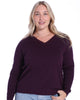 Cotton Cashmere Distressed Long Sleeve V-Neck Sweater - thumbnail