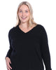Cotton Cashmere Distressed Long Sleeve V-Neck Sweater - thumbnail