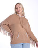 Cotton Cashmere Embroidered Fringe Hoodie - thumbnail