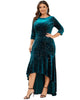 Women's Stylish Bodycon High-Low Velvet Party Dress - thumbnail