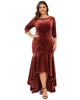 Women's Stylish Bodycon High-Low Velvet Party Dress - thumbnail