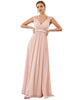 V-Neck Sleeveless Beaded Belt Chiffon A-Line Evening Dress - thumbnail