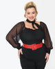 Unique Vintage Black & Red Flocked Hearts Sleeve Bodysuit - thumbnail