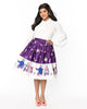 The Golden Girls x Unique Vintage Purple Character Border Gellar Swing Skirt - thumbnail