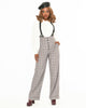 Unique Vintage Light Grey Windowpane Thelma Suspender Pants - thumbnail