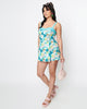 The Golden Girls x Unique Vintage Aqua Character Print Skirted Dolly Romper - thumbnail