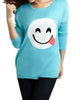 All Smiles Emoji Top in Turquoise - thumbnail