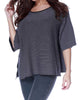 2-Tone High Slit Sweater Poncho in Gray - thumbnail