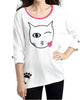 Cat Kiss Graphic Sweater in White/Black - thumbnail