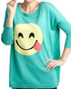 All Smiles Emoji Top in Teal - thumbnail