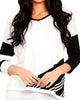 Abstract V-Neck Pullover in White/Black - thumbnail