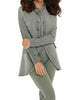 Amina Long Button Jacket in Olive - thumbnail