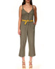 Button Front Knit Jumpsuit in Trail Green - thumbnail
