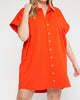 Button Up Mini Dress in Red - thumbnail