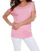 Beaded Cold Shoulder Top in Coral - thumbnail