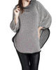 Cowl Neck Tweed Poncho in Black/White - thumbnail