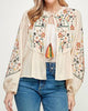 Harlow Embroidered Crochet Cardigan in Cream - thumbnail