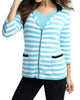 Colorblock Striped Cardigan in White/Turquoise - thumbnail