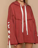 Lace Up Sleeve Hooded Sweatshirt in Carnelian Orange - thumbnail