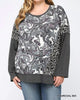 Pasley Leopard Color Block Top in Charcoal Mix - thumbnail