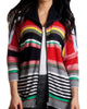 Multi Striped 3/4 Sleeve Cardigan in Navy Multi - thumbnail