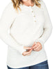 Harper Long Sleeve Henley Top in Cream/Tan Stripes - thumbnail