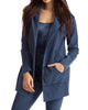 Monica Hooded Draped Cardigan in Denim - thumbnail