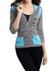 Colorblock Melange Cardigan in Gray Multi - thumbnail