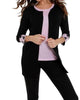 Polka Dot Sleeve Ribbed Open Cardigan in Black/Pink - thumbnail