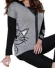 Peek-A Boo Hooded Cardigan in Gray Multi - thumbnail